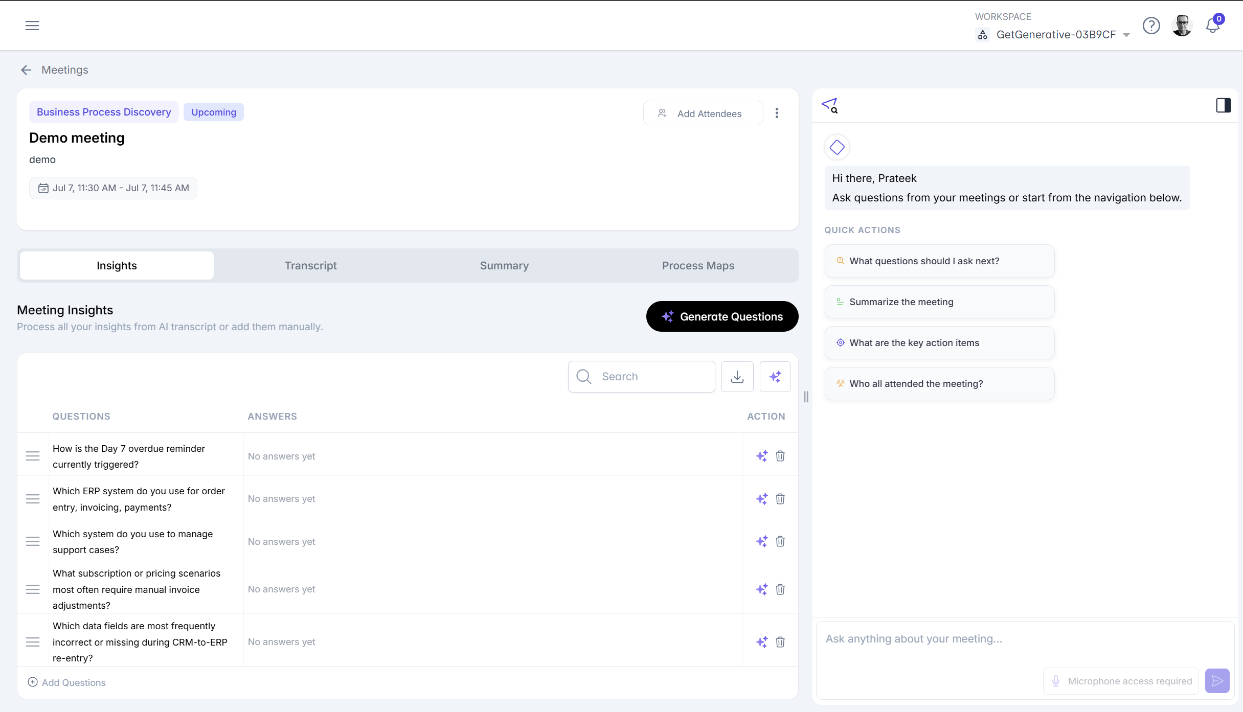 Discovery — Insights Questions
