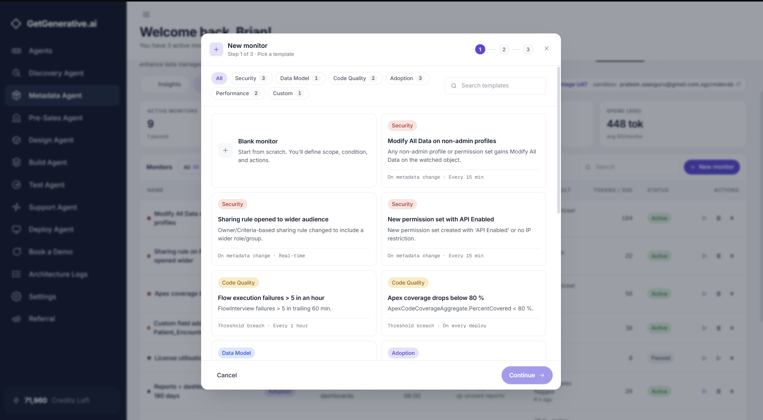Metadata — Pick a template