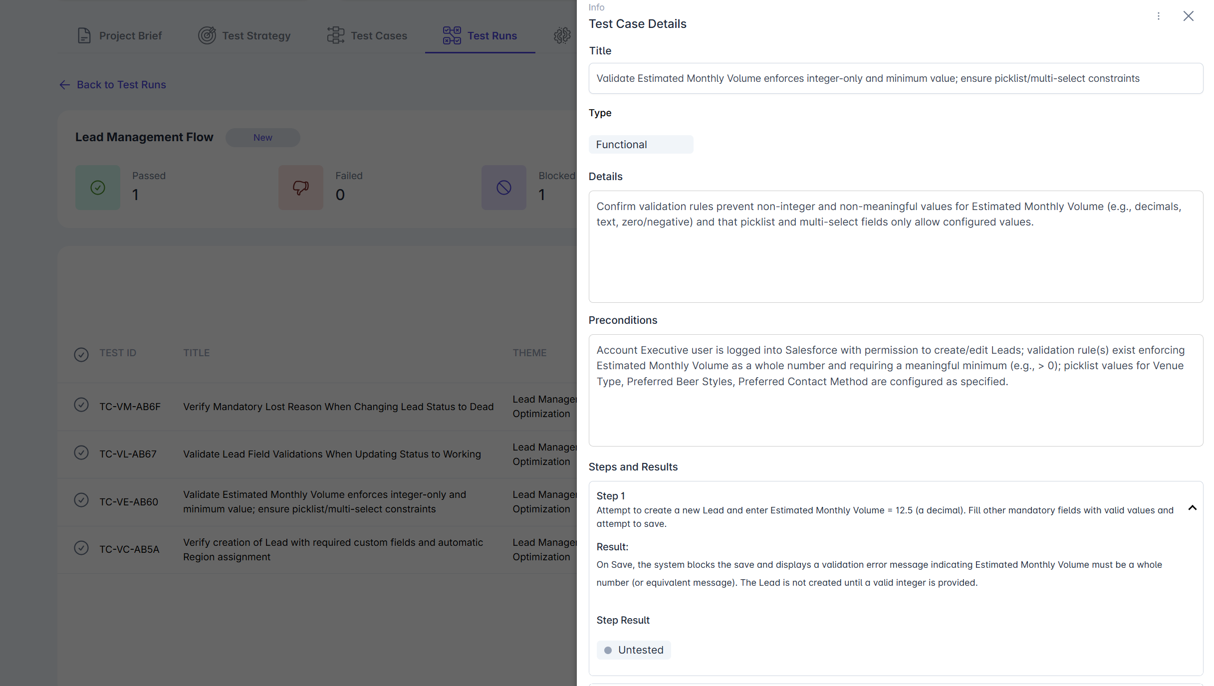 Testing — Test Case Details