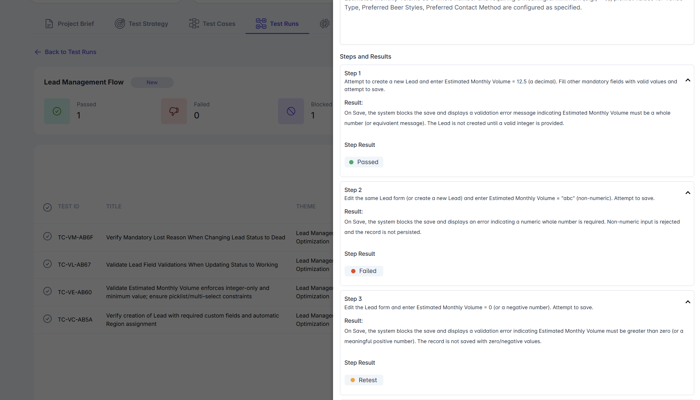 Testing — Step Results